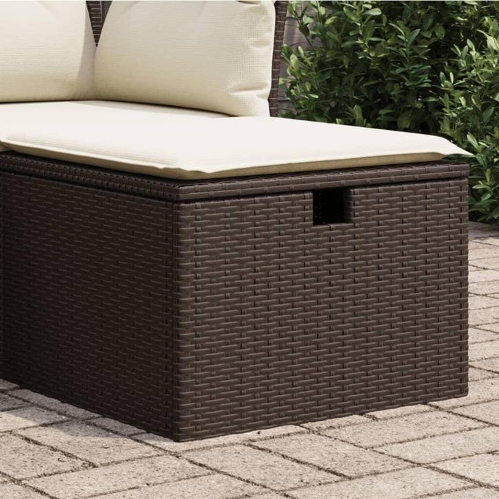 vidaXL Tuinkruk met kussen 55x55x37 cm poly rattan bruin, Jardin & Terrasse, Ensembles de jardin, Envoi