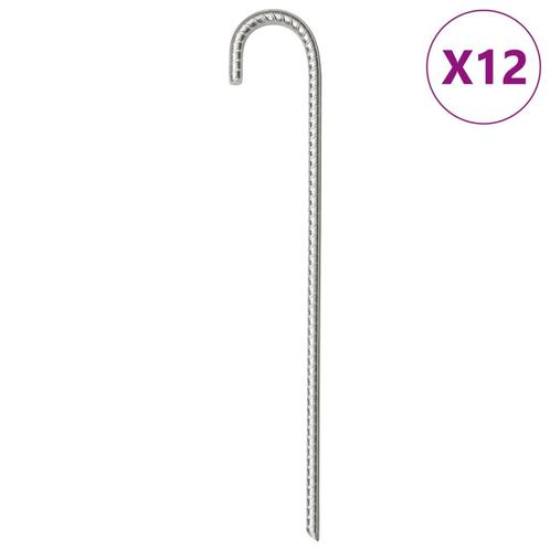 vidaXL Tentharingen 12 st Ã10 mm 37 cm gegalvaniseerd staal, Caravanes & Camping, Accessoires de tente, Envoi