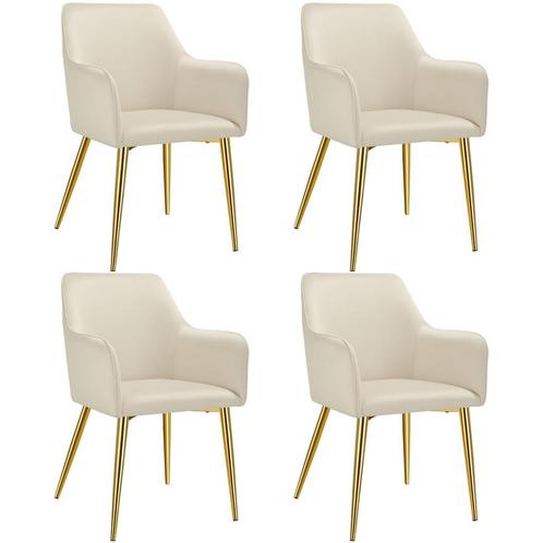 tectake Eetkamerstoel Avane, fluweellook, gestoffeerd - beig, Huis en Inrichting, Stoelen, Verzenden