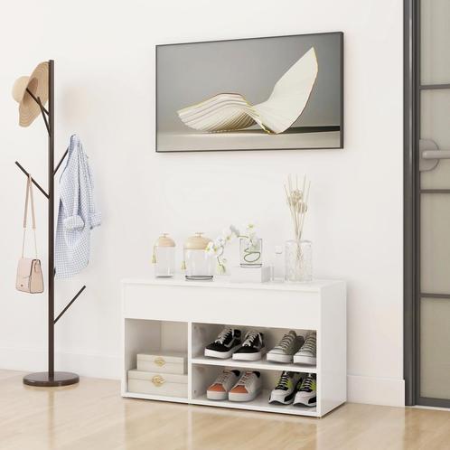 vidaXL Schoenenbank 80x30x45 cm bewerkt hout hoogglans wit, Huis en Inrichting, Kasten | Schoenenkasten, Nieuw, Verzenden