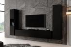 Wandmeubel mat zwart Set van 3 TV-Meubel industrieel, Nieuw, 150 tot 200 cm, 25 tot 50 cm, Verzenden