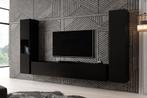 Wandmeubel mat zwart Set van 3 TV-Meubel industrieel, Huis en Inrichting, Verzenden, Nieuw, 25 tot 50 cm, 150 tot 200 cm