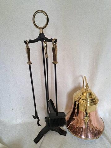 Accessoire de cheminée - Cuivre, Fer forgé, Laiton -, Antiquités & Art