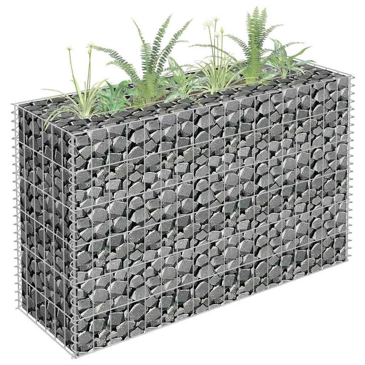 vidaXL Gabion plantenbak verhoogd 90x30x60 cm gegalvaniseerd, Tuin en Terras, Bloempotten, Nieuw, Verzenden