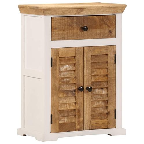vidaXL Dressoir 55x30x73 cm massief ruw mangohout wit en, Huis en Inrichting, Kasten | Dressoirs, Nieuw, Verzenden