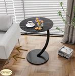 2dekans | Ceruzo Bijzettafel - Zwart gemarmerd blad - Rond, Ophalen of Verzenden