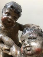 Beeld, Baby Satyr en putto cupido - 26 cm - Terracotta