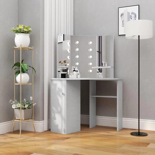 vidaXL Hoekkaptafel met LED 111x54x141,5 cm betongrijs, Huis en Inrichting, Tafels | Kaptafels, Nieuw, Verzenden