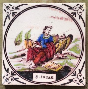 Tegel - Zeldzame tegel met bijbelse scene : Apostel Johannes