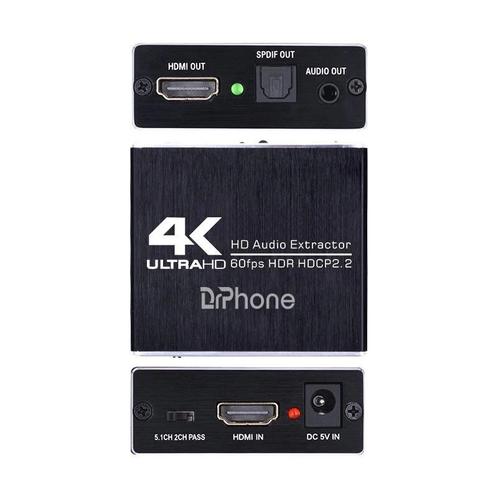 DrPhone ARC4 HDMI Audio Extractor 4K@60HZ - HDMI naar HDMI, TV, Hi-fi & Vidéo, TV, Hi-fi & Vidéo Autre, Envoi