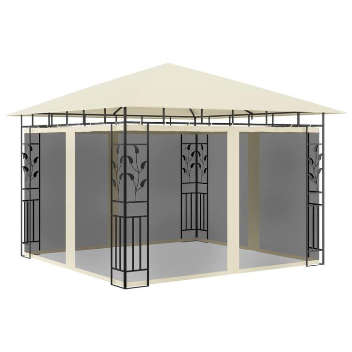 vidaXL Prieel met klamboe 180 g/m² 3x3x2,73 m crème, Tuin en Terras, Partytenten, Nieuw, Verzenden