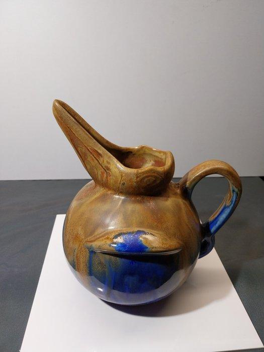 Gilbert Metenier - Kruik - pinguïn/pelikanen - grès flammé -, Antiquités & Art, Curiosités & Brocante