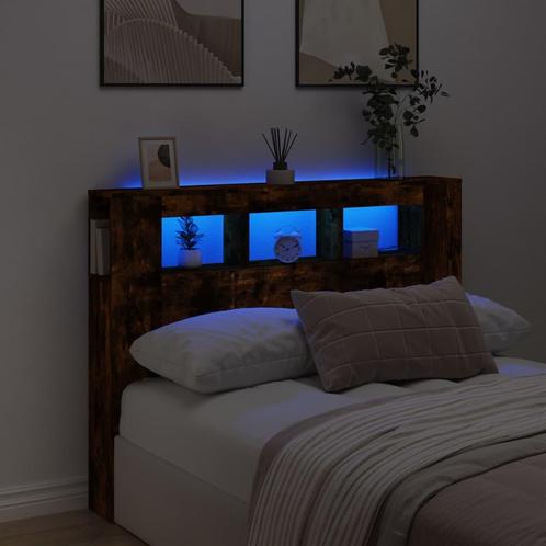vidaXL Tête de lit à LED chêne fumé 140x18,5x103,5cm, Huis en Inrichting, Slaapkamer | Bedden, Verzenden