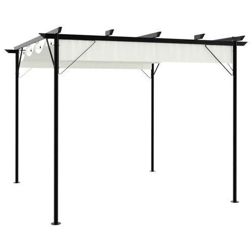 vidaXL Pergola met uitschuifbaar dak 3x3 m staal crémewit, Tuin en Terras, Palen, Balken en Planken, Nieuw, Verzenden