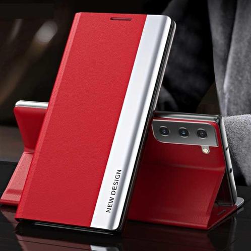 Samsung S22 Magnetische Flip Case - Luxe Hoesje Cover Rood, Télécoms, Téléphonie mobile | Housses, Coques & Façades | Samsung