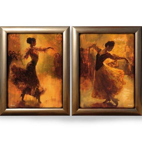 Ksavera - Belle Epoque DS0715 - diptych in gold frame, Huis en Inrichting, Overige Huis en Inrichting