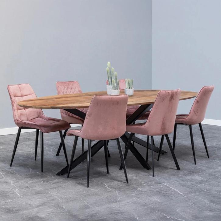 Mangohouten Eettafel Ovaal Julia 240x110 cm (2,5 cm), Huis en Inrichting, Tafels | Eettafels, 100 tot 150 cm, 200 cm of meer, Ovaal