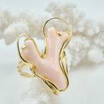 Koraal - Zilver, Verguld - Ring - Roze koraal, Verzamelen, Mineralen en Fossielen