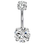 Fako Bijoux® - Navelpiercing - Zirkonia Duo - Kristal -, Handtassen en Accessoires, Piercings, Verzenden, Nieuw