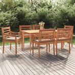 vidaXL Ensemble à manger de jardin coussins 7pcs Bois de, Jardin & Terrasse, Verzenden, Neuf