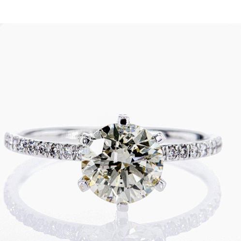 Zonder Minimumprijs - Verlovingsring - 18 karaat Witgoud -, Handtassen en Accessoires, Antieke sieraden