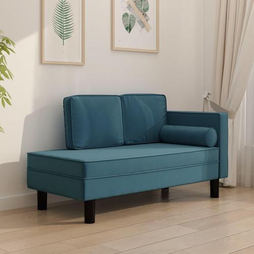 vidaXL Chaise longue avec coussins et traversin bleu, Maison & Meubles, Canapés | Salons, Neuf, Envoi