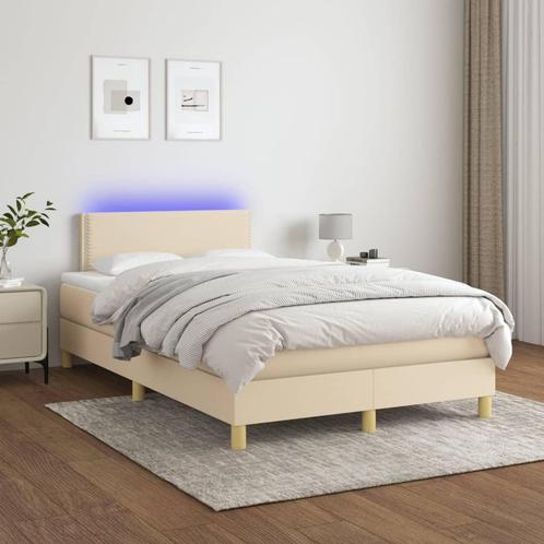 vidaXL Boxspring met matras en LED stof crèmekleurig 120x200, Huis en Inrichting, Slaapkamer | Bedden, Nieuw, Verzenden