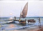 Juan Belda Morales (1872-1944) - Bueyes con barco en la