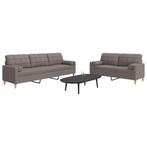 vidaXL 2-delige Loungeset met sierkussens stof taupe, Verzenden, Nieuw
