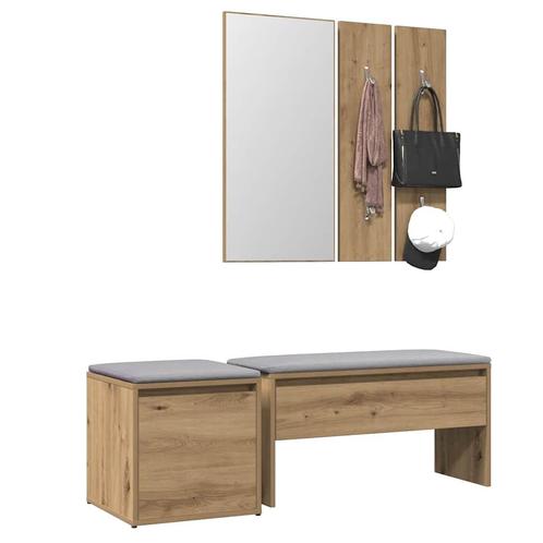 vidaXL Halmeubelset bewerkt hout artisanaal eikenkleur, Huis en Inrichting, Overige Huis en Inrichting, Nieuw, Verzenden