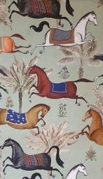 300x280cm! Stof Chevalier met rennende paarden in