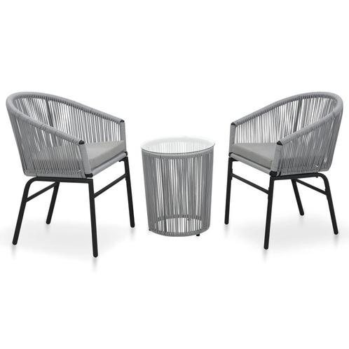 Bistroset met Kussens - Grijs | Tweede Kansje | Tuinmeubel, Tuin en Terras, Tuinsets en Loungesets, Nieuw, Rotan, Tuinset, 2 zitplaatsen
