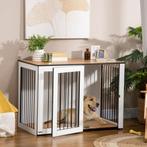 Hondenkennel - LuxePaws - Spaanplaat - Walnoot+Wit, Dieren en Toebehoren, Ophalen of Verzenden, Nieuw