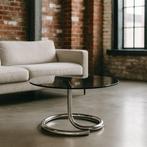 Middentafel - Staal, Glas - Basis in gechromate stalen buis