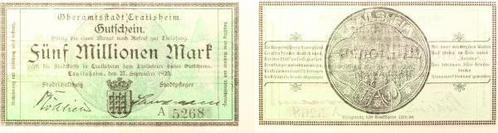 5 Million Mark Welt Crailsheim 1923 Notgeld druckfrisch s..., Postzegels en Munten, Munten | Europa | Niet-Euromunten, België