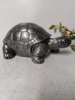 Beeld, beautiful turtle in silver patina bronze color - 14