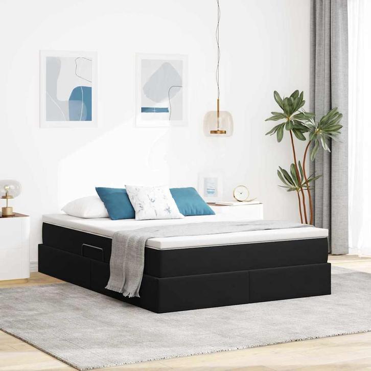 vidaXL Opbergbed met matras met matras Zwart 140 x 190 cm, Maison & Meubles, Chambre à coucher | Lits, Envoi