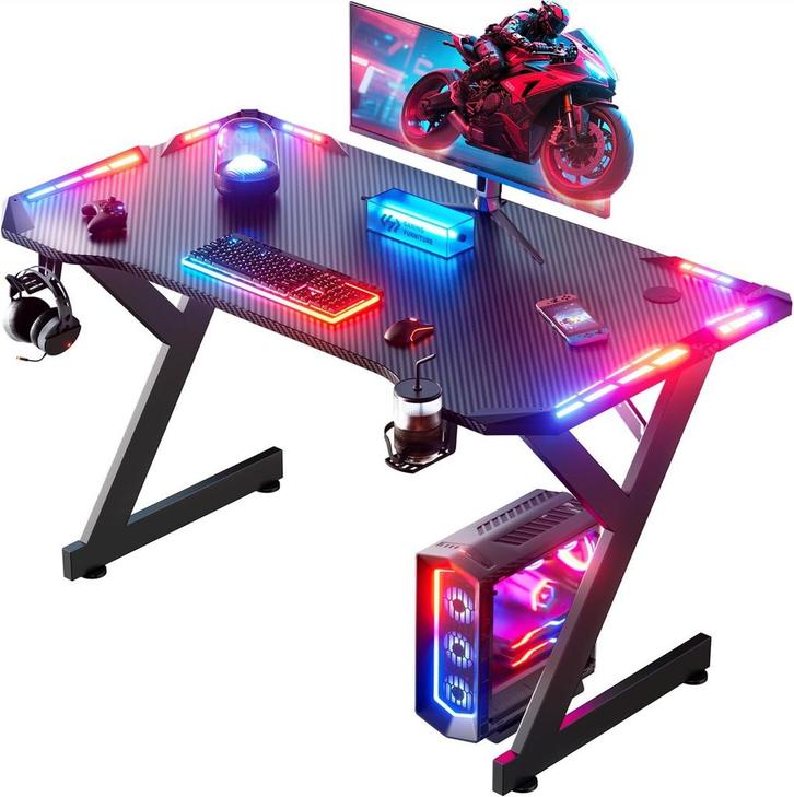 Gaming bureau - Gaming desk - Gaming tafel - 100x60 cm - Zwa, Huis en Inrichting, Bureaus, Nieuw, Verzenden