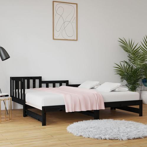 vidaXL Lit coulissant Noir 2x(80x200) cm Bois de pin, Maison & Meubles, Chambre à coucher | Lits, Neuf, Envoi