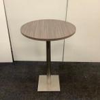 Sta-tafel rond � 80 cm, hoogte 114 cm, bruin eiken - RVS