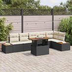 vidaXL Tuinbank Set met opslag 7 pcs Zwart Poly rattan, Verzenden, Nieuw