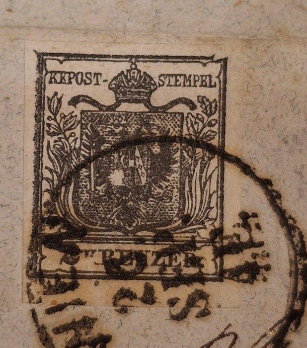 Oostenrijk 1851/1851 - Zeldzame 2 Kreuzer zwart op gehele, Timbres & Monnaies, Timbres | Europe | Autriche