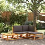vidaXL 4-delige tuinbankset met kussens acaciahout & rotan, Verzenden, Nieuw