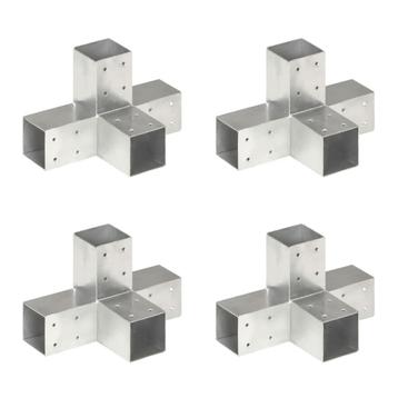 vidaXL Paalverbindingen 4 st X-vorm 71x71 mm gegalvaniseerd, Tuin en Terras, Palen, Balken en Planken, Verzenden, Nieuw