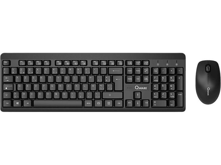 Qware - Draadloos toetsenbord + muis - Azerty - Zwart, Computers en Software, Toetsenborden, Draadloos, Azerty, Nieuw, Verzenden