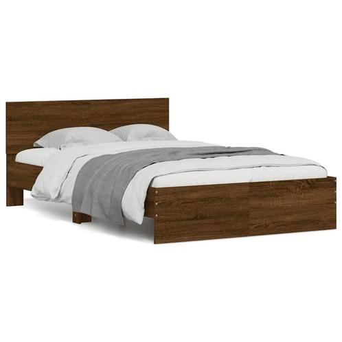 vidaXL Bedframe met hoofdeinde en LED bruin eikenkleur, Huis en Inrichting, Slaapkamer | Bedden, Nieuw, Verzenden
