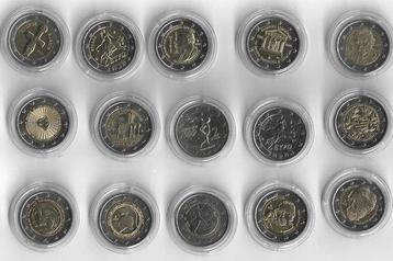 Cyprus, Griekenland. 2 Euro 2002/2023 (15 coins)  (Zonder, Postzegels en Munten, Munten | Europa | Euromunten