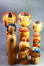 Bois - (6) Grande poupée kokeshi sosaku  - Période Shwa, Antiek en Kunst