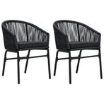 Tuinstoelen 2 st Zwart | Tweede Kansje | OP = OP, Tuin en Terras, Tuinstoelen, Verzenden, Nieuw, Rotan
