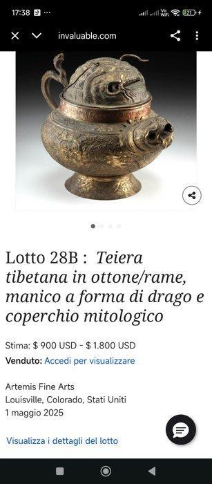 Théière - Bronze - Grande théière, Antiquités & Art